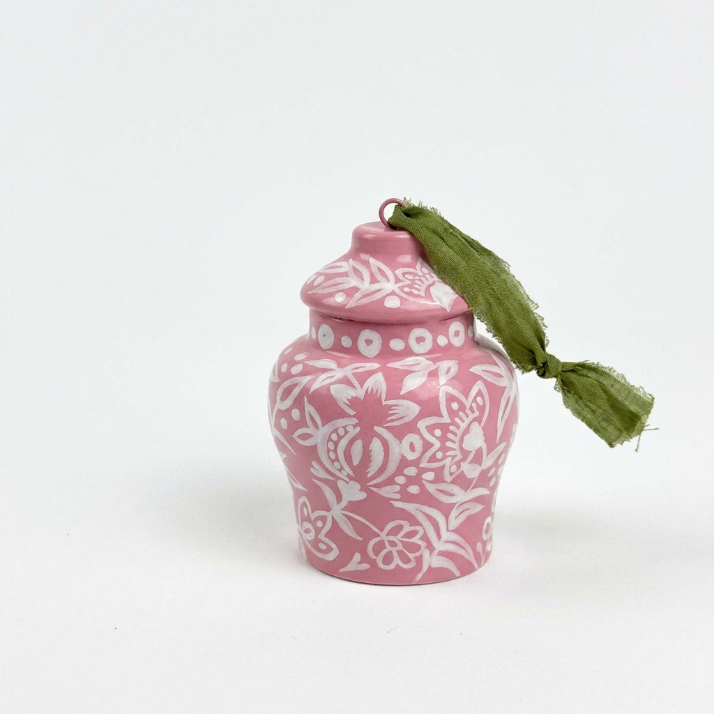 Pink Hand-Painted Ginger Jar Ornament