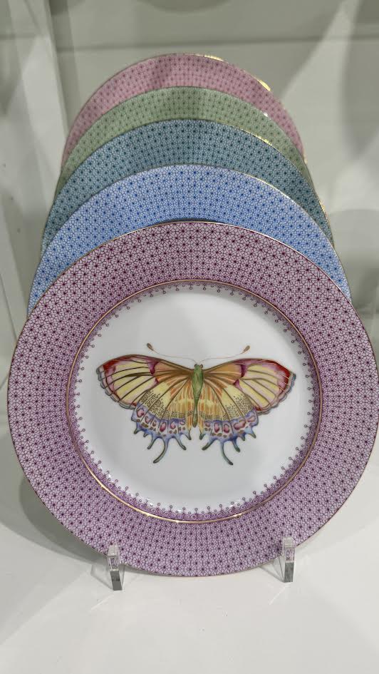 Plum Lace Dessert Plate, with Butterfly