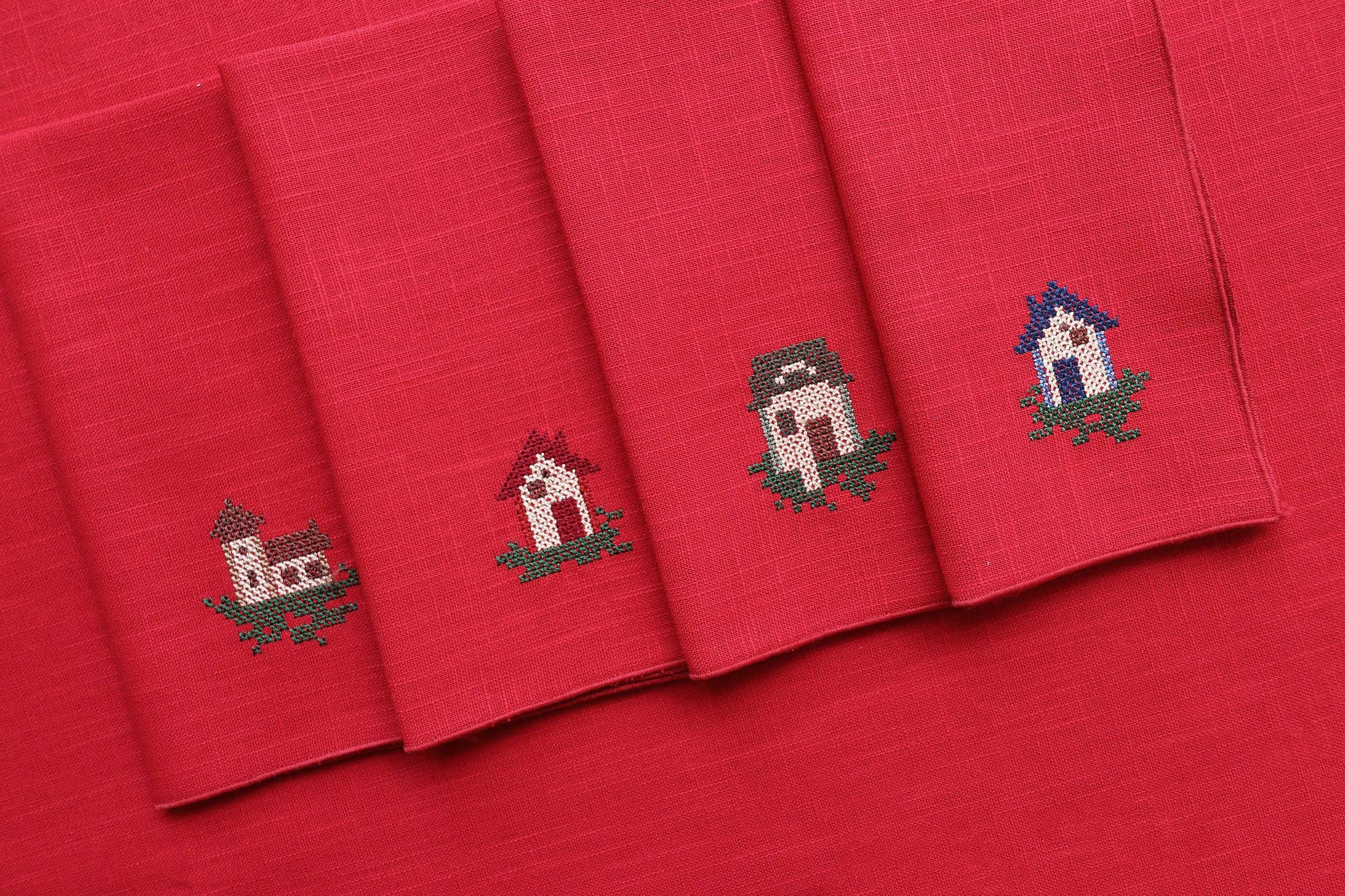 Set of 4 Chalet Napkins, Red