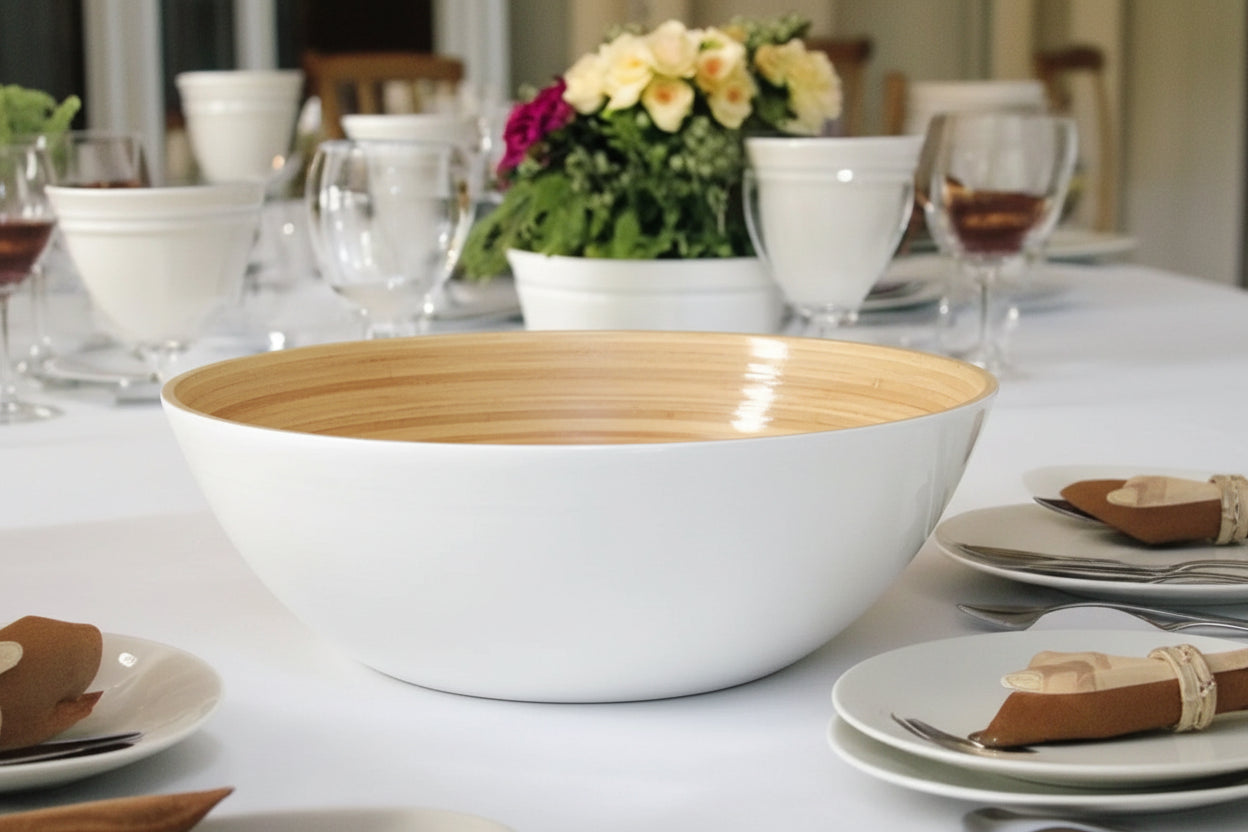 Bamboo Large Party Bowl, Dove Blue