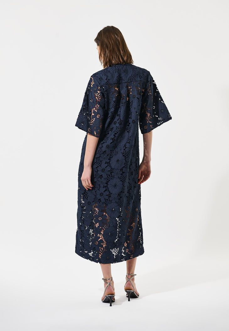 Navy Eyelet Dress