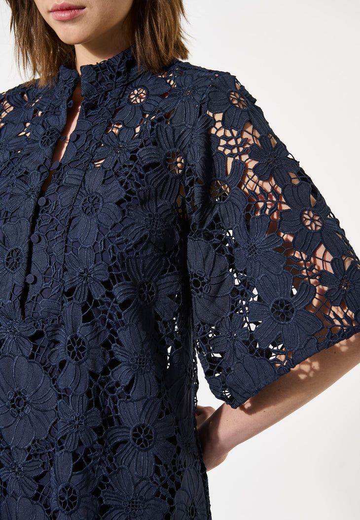Navy Eyelet Dress