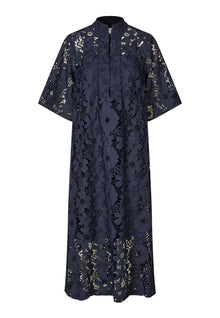 Navy Eyelet Dress