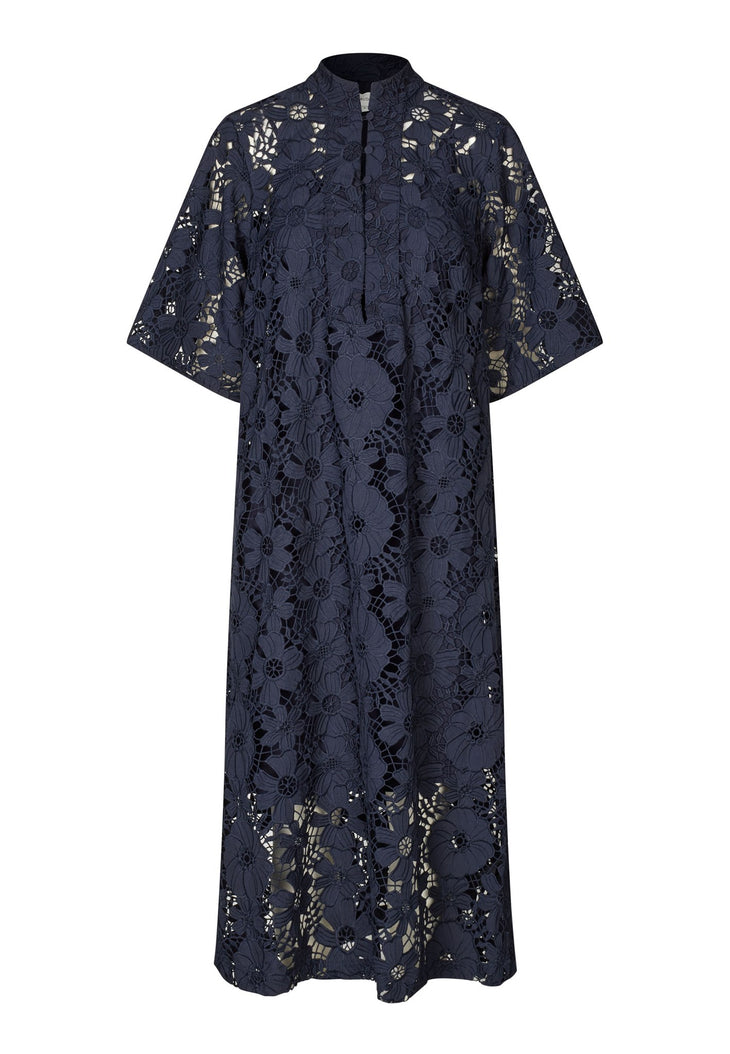 Navy Eyelet Dress