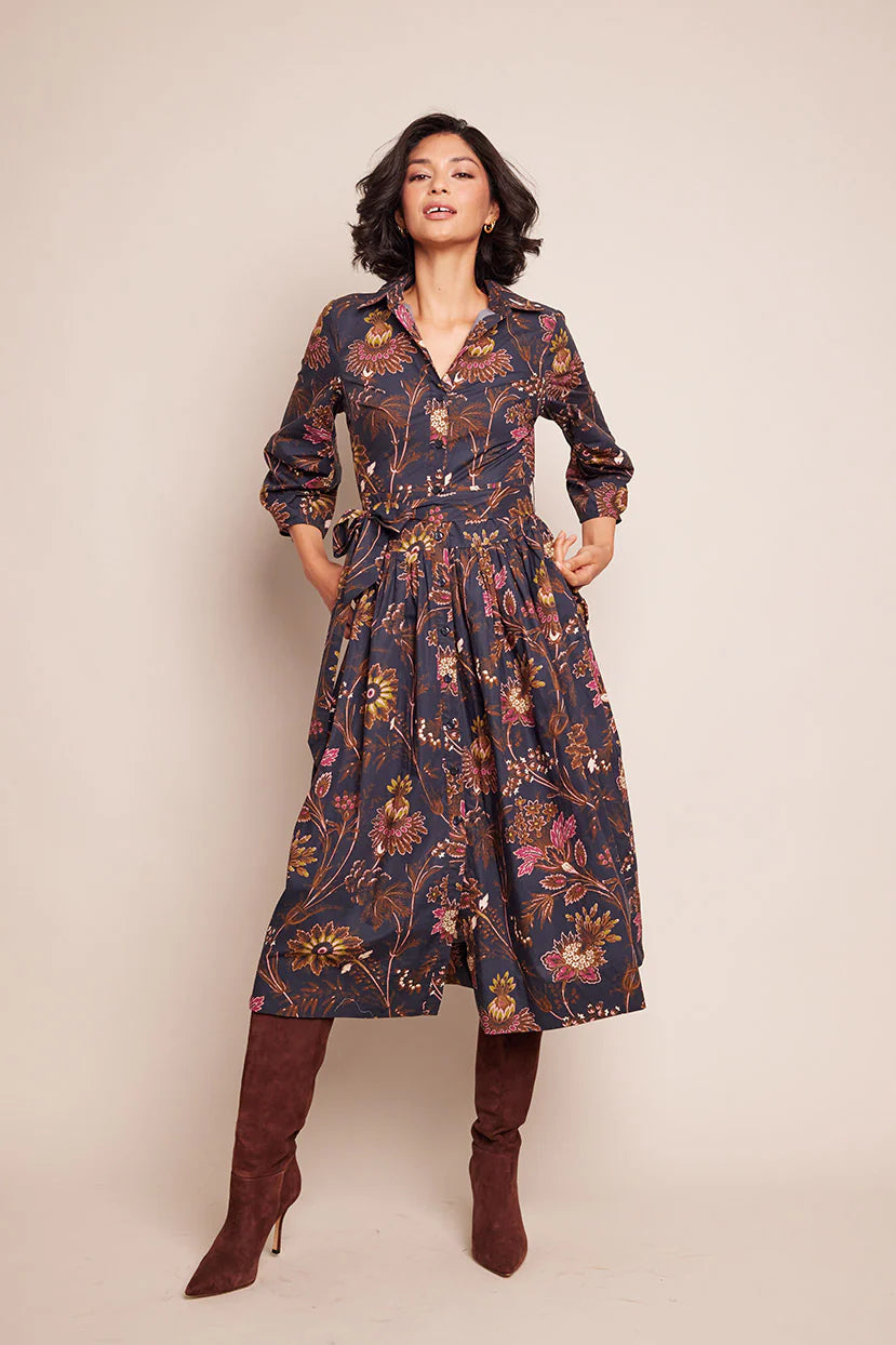 Cara Cara Raya Dress, Blue Vint Blooms