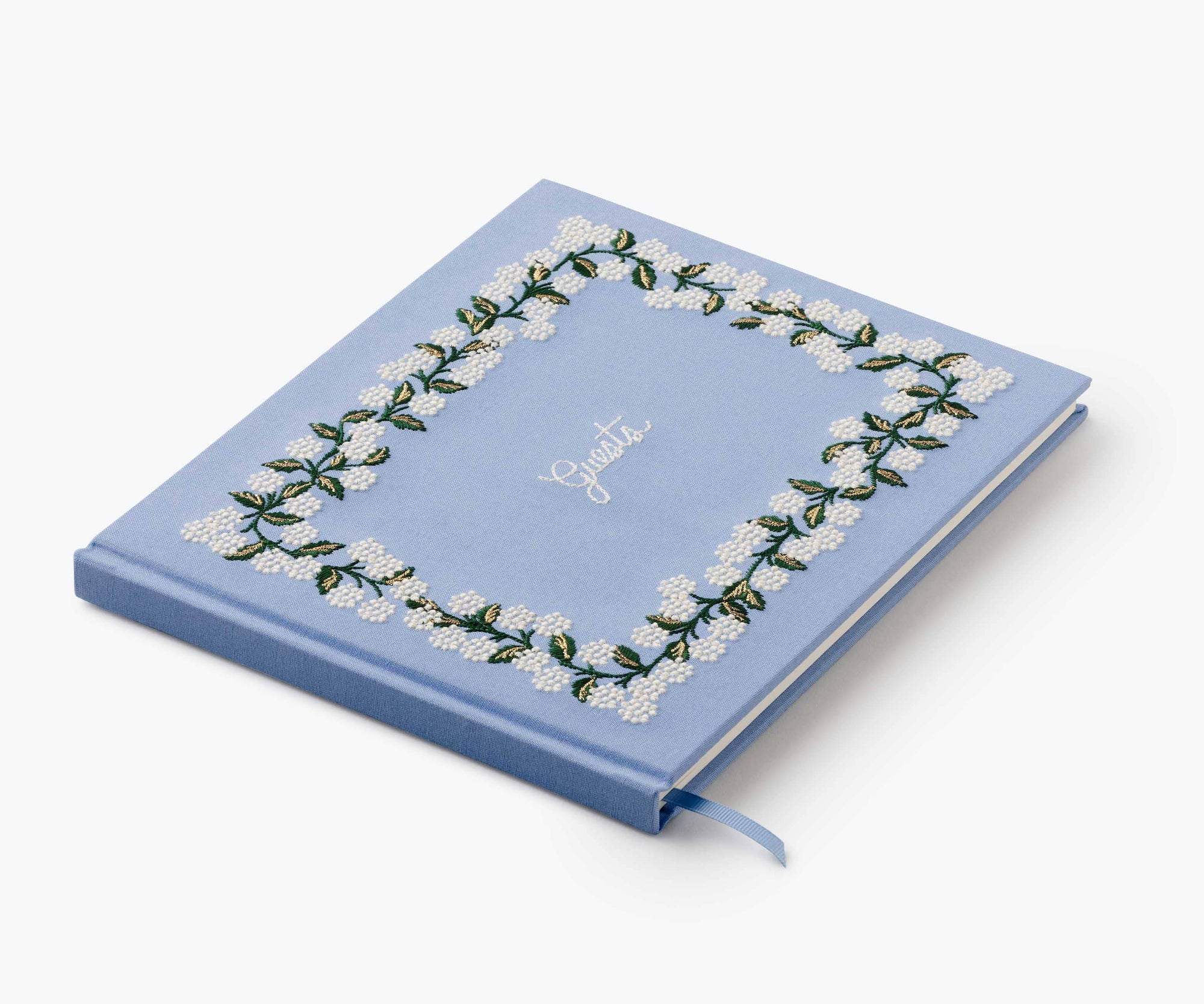Hydrangea Embroidered Guest Book
