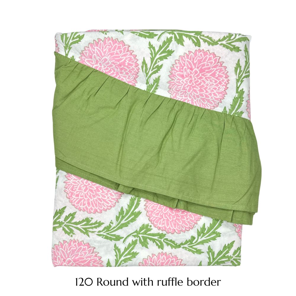 Pink and Green, Flowers & Vines Tablecloth