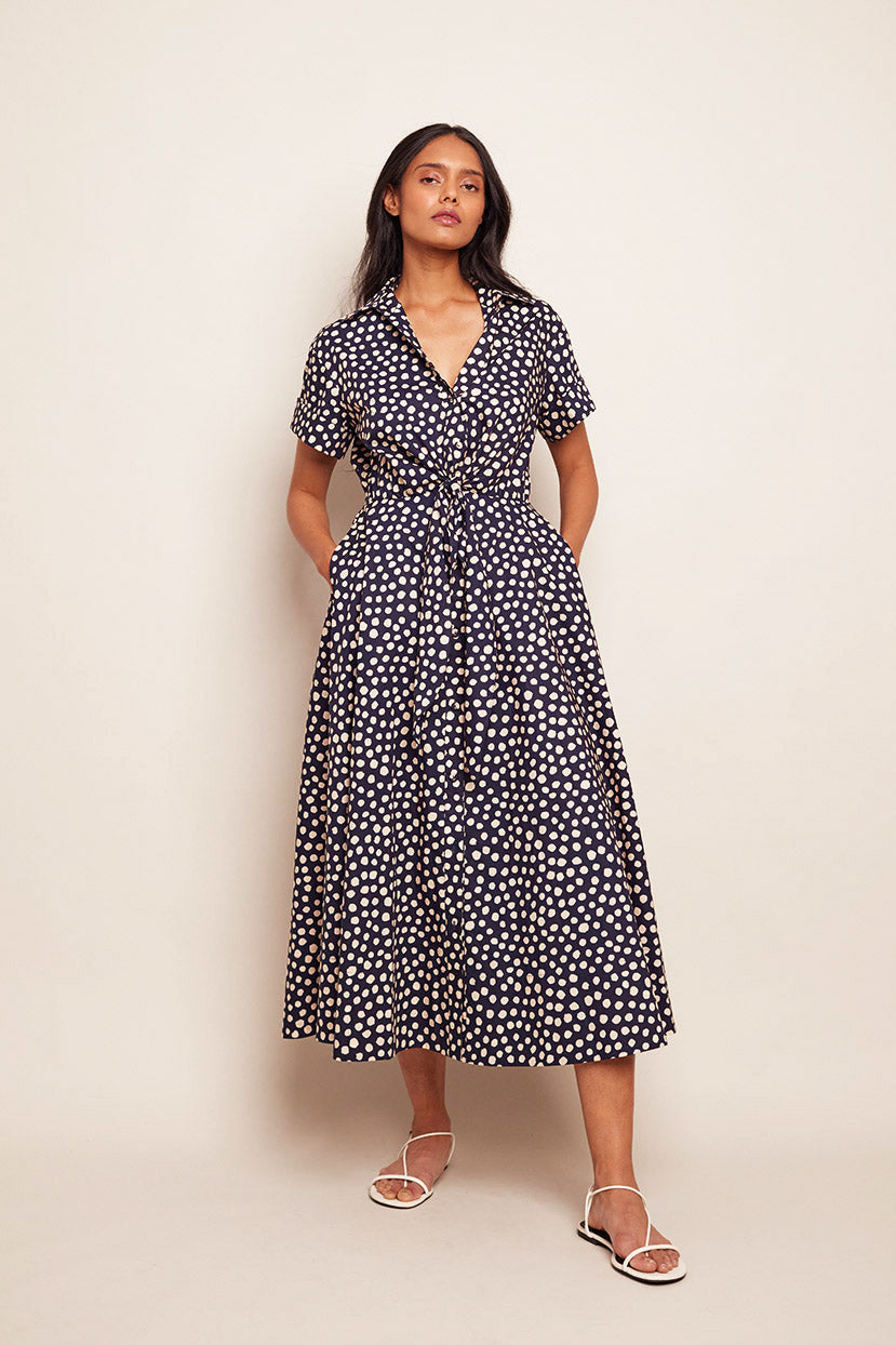 Cara Cara Asbury Midi Dress, Dot Navy