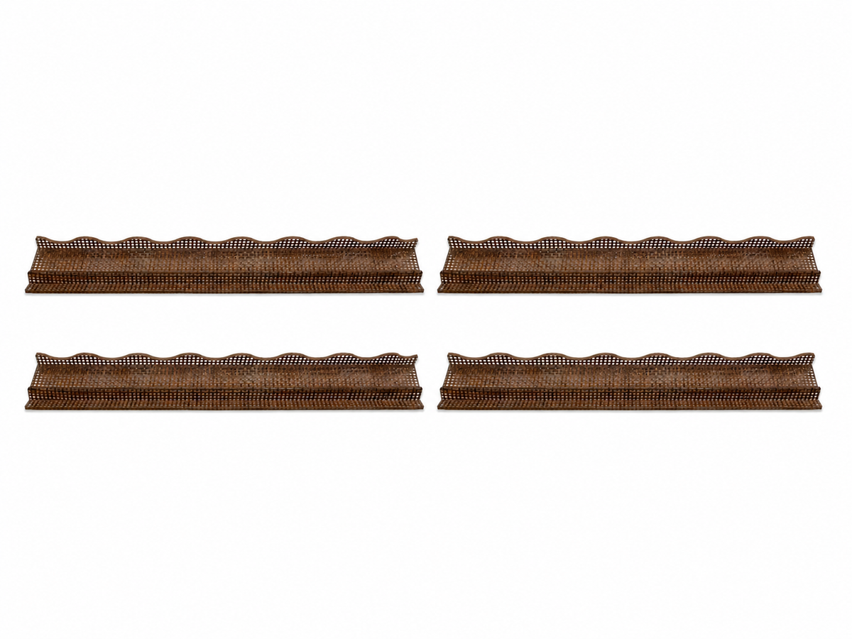Chocolate Woven Rattan Racks & Scalloped Pusher