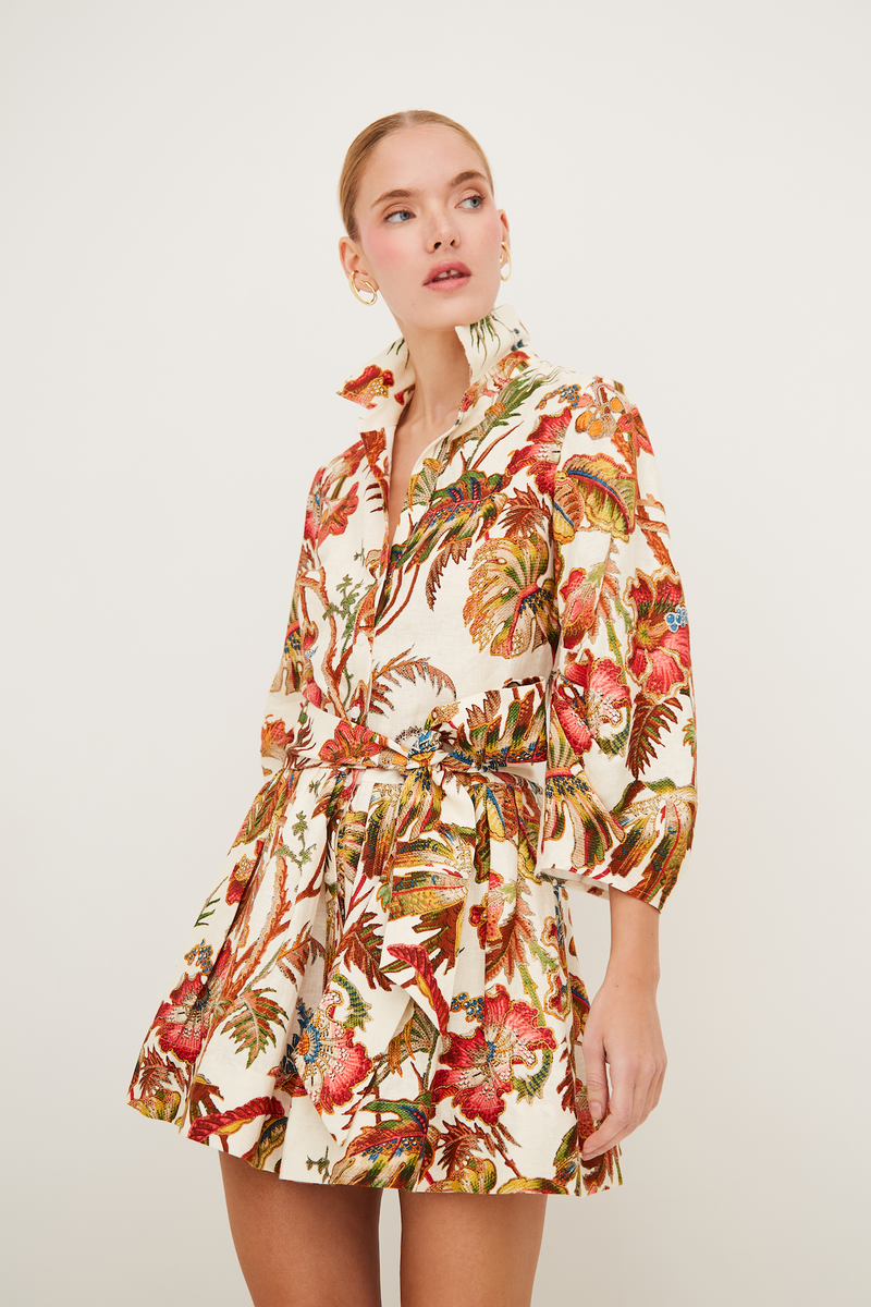 Raya Mini Dress, Fauna Floral Ivory