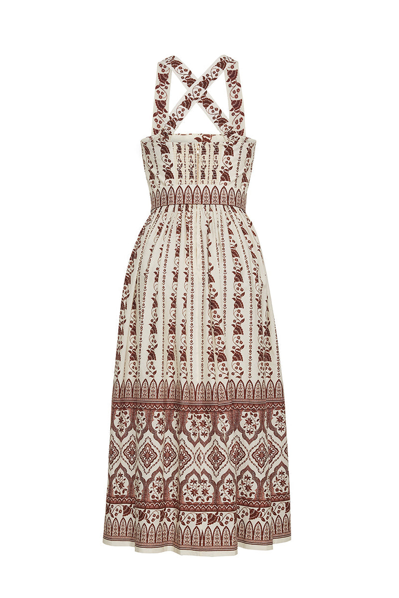 Jules Dress, Vining Flora Brown by Cara Cara