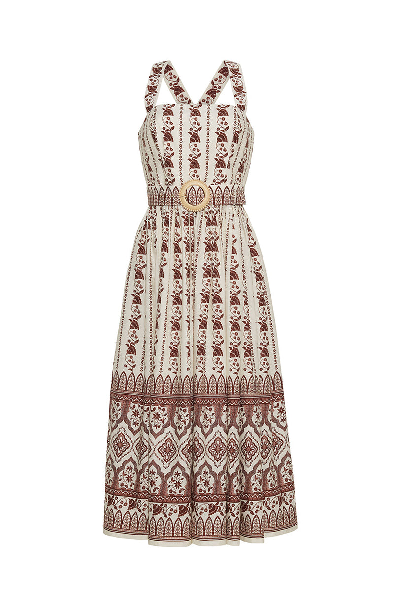 Jules Dress, Vining Flora Brown by Cara Cara
