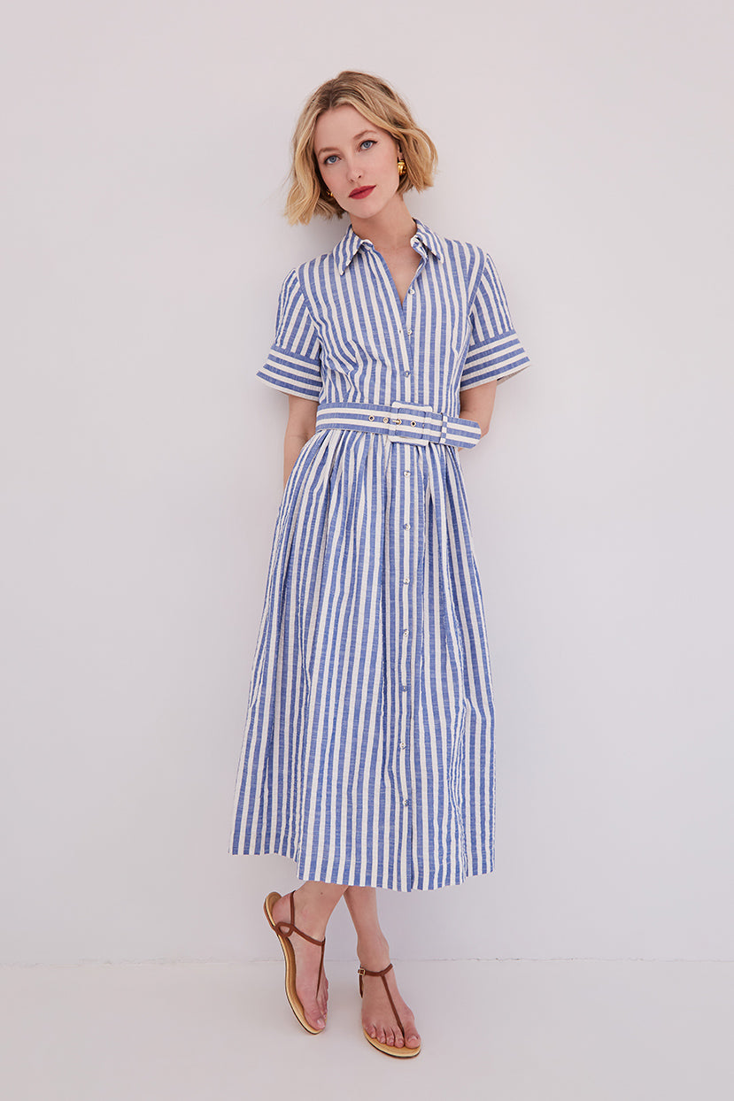 Malena Seersucker Dress by Cara Cara