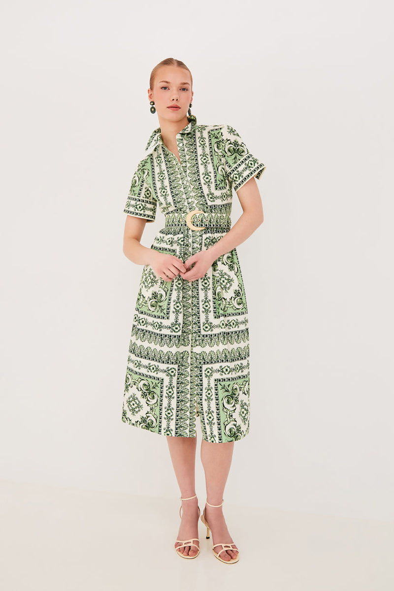 Malena Dress, Hudson Scarf Mint by Cara Cara