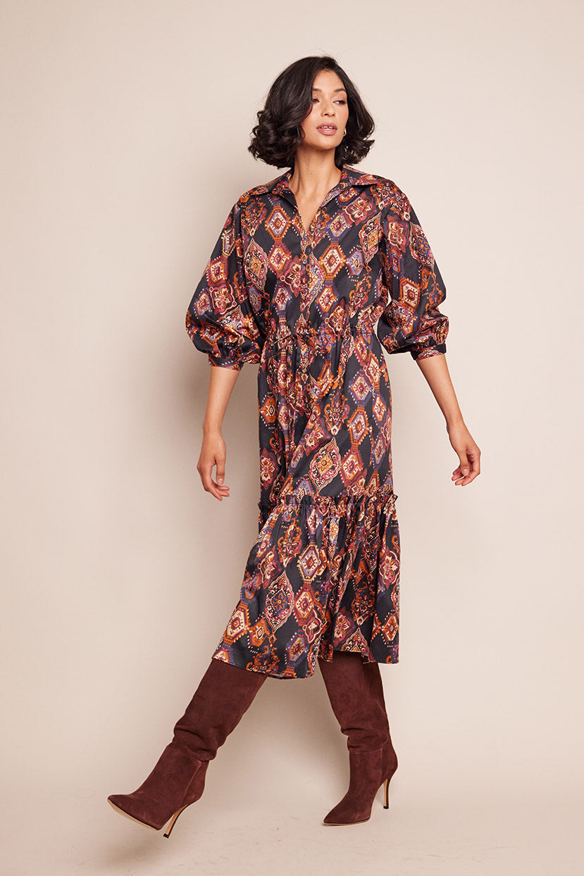 Cara Cara Hutton Dress,  Black Aura Emblem