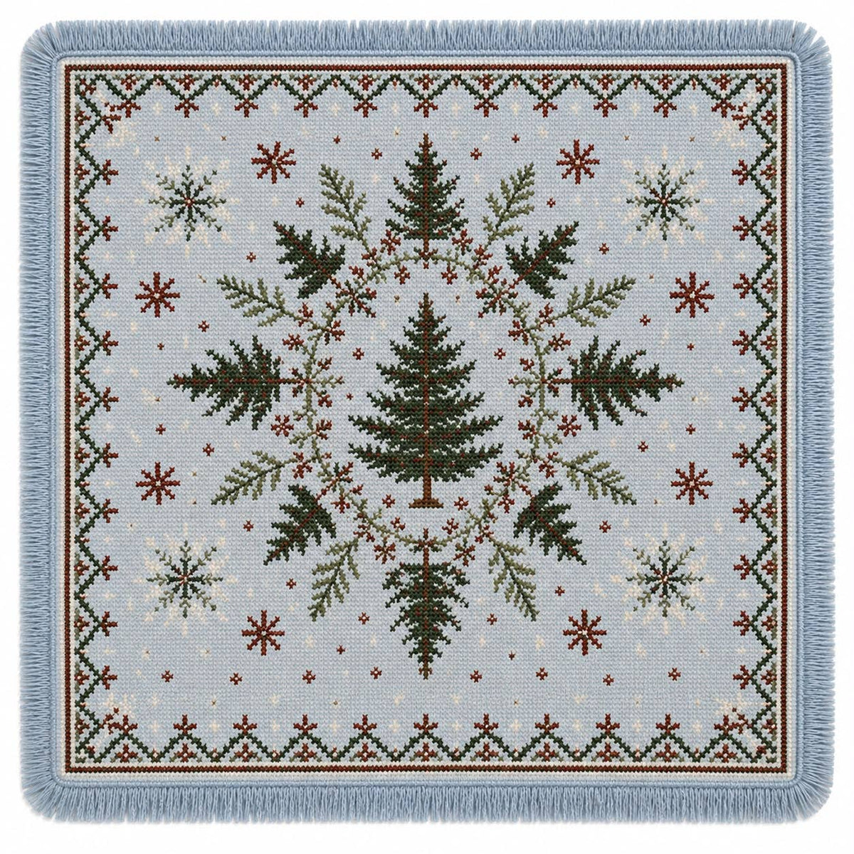 Sweater Weather Mahjong Mat with Winter Blue Fringe