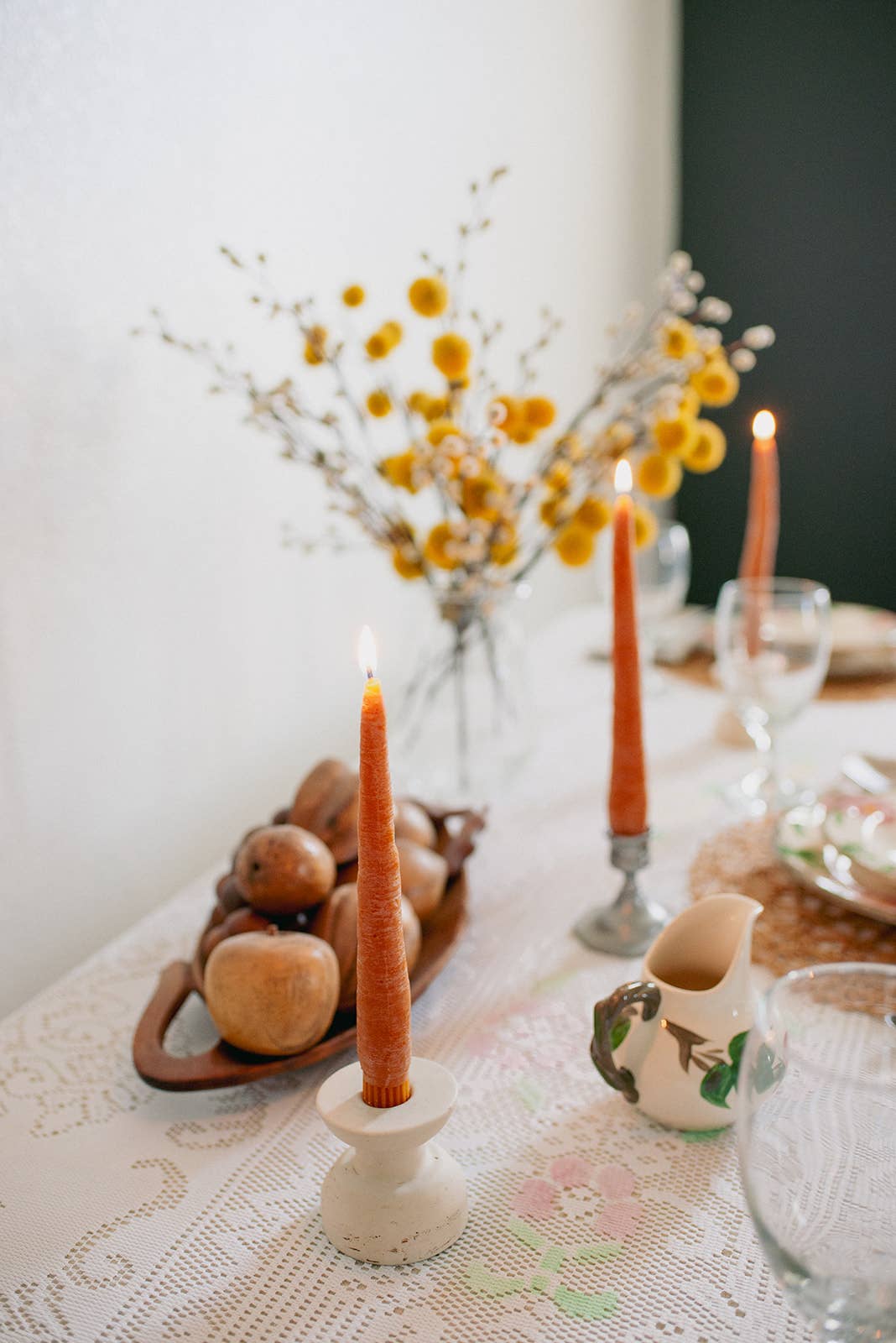 Pair of Beeswax Carrot Candles