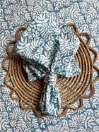 Set of 4 Gathered Garden Napkins, Lake Blue