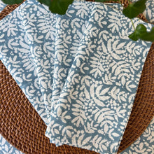 Set of 4 Gathered Garden Napkins, Lake Blue