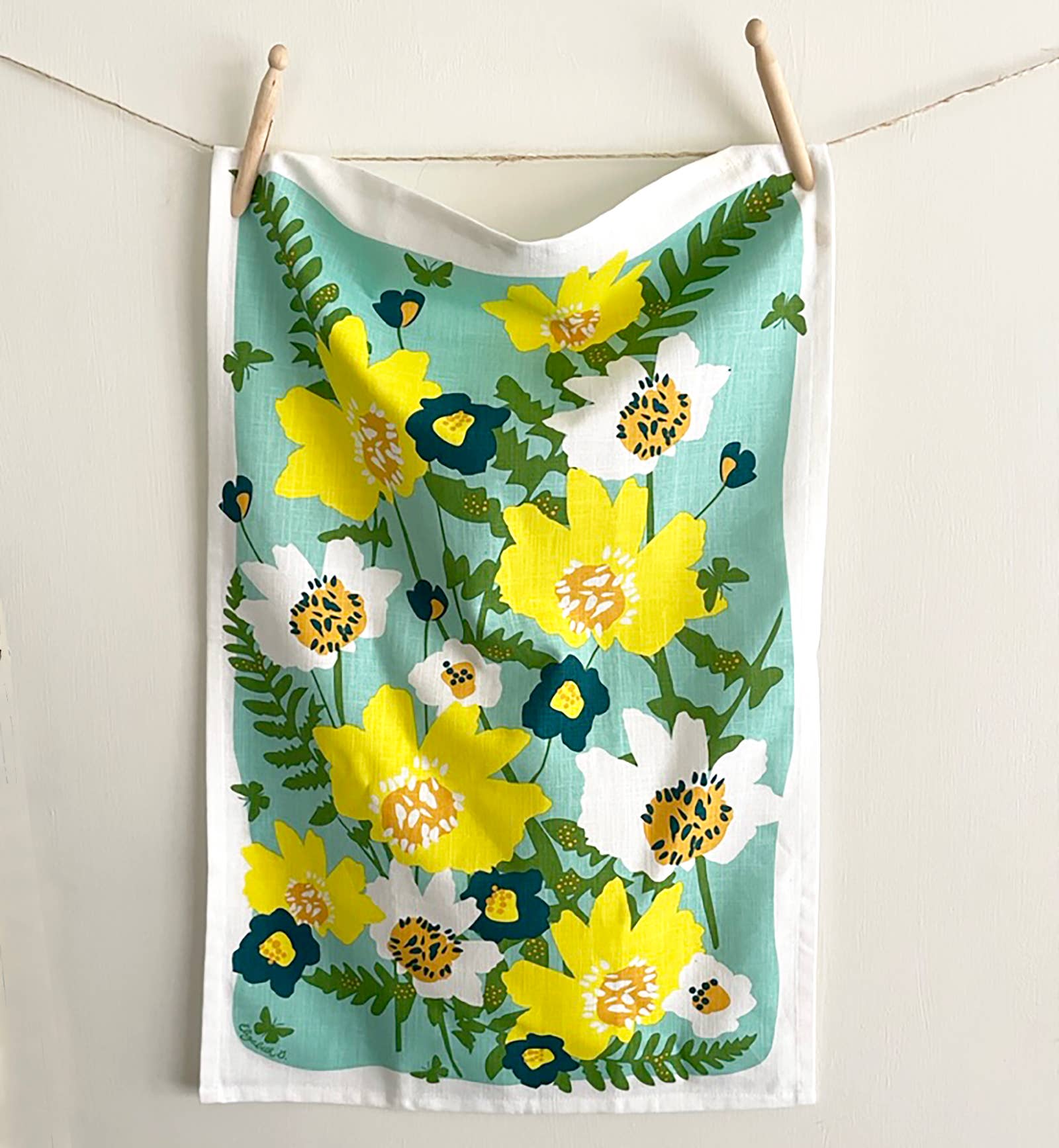 Fern & Flowers Tea Towel