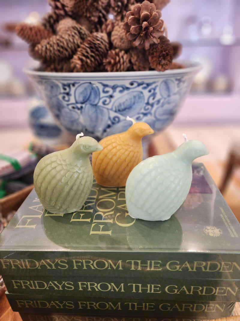 Partridge Candle, Robin's Egg Blue
