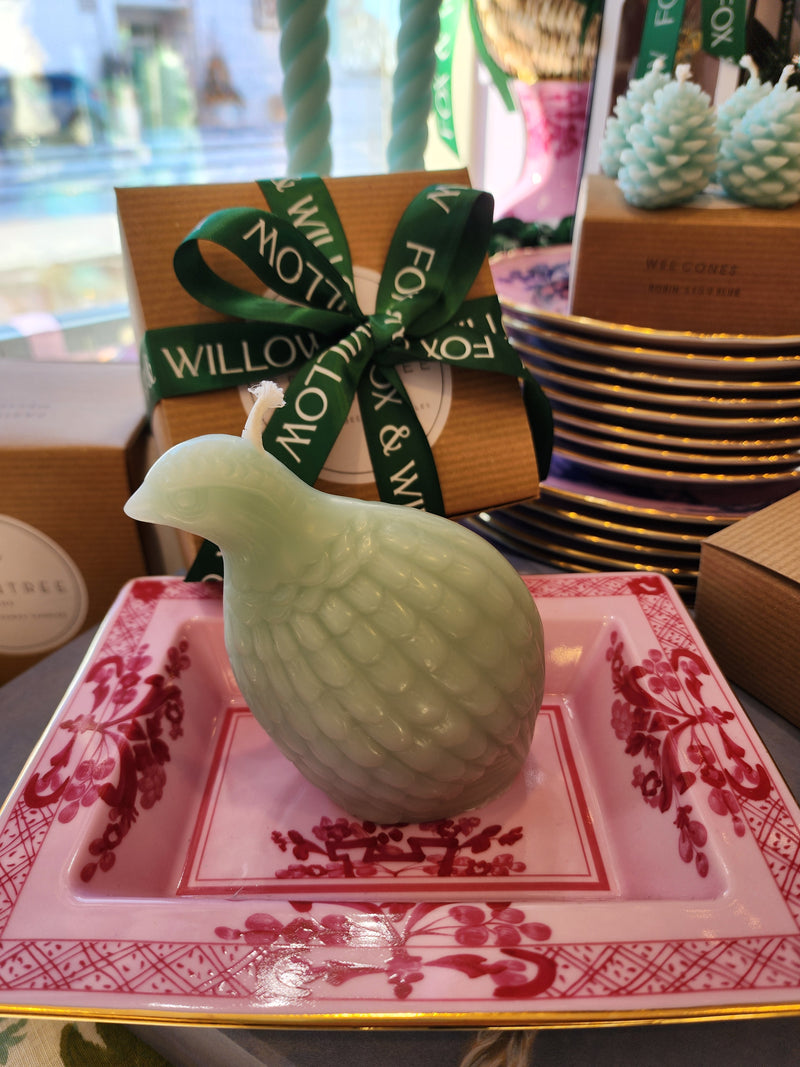Partridge Candle, Robin's Egg Blue