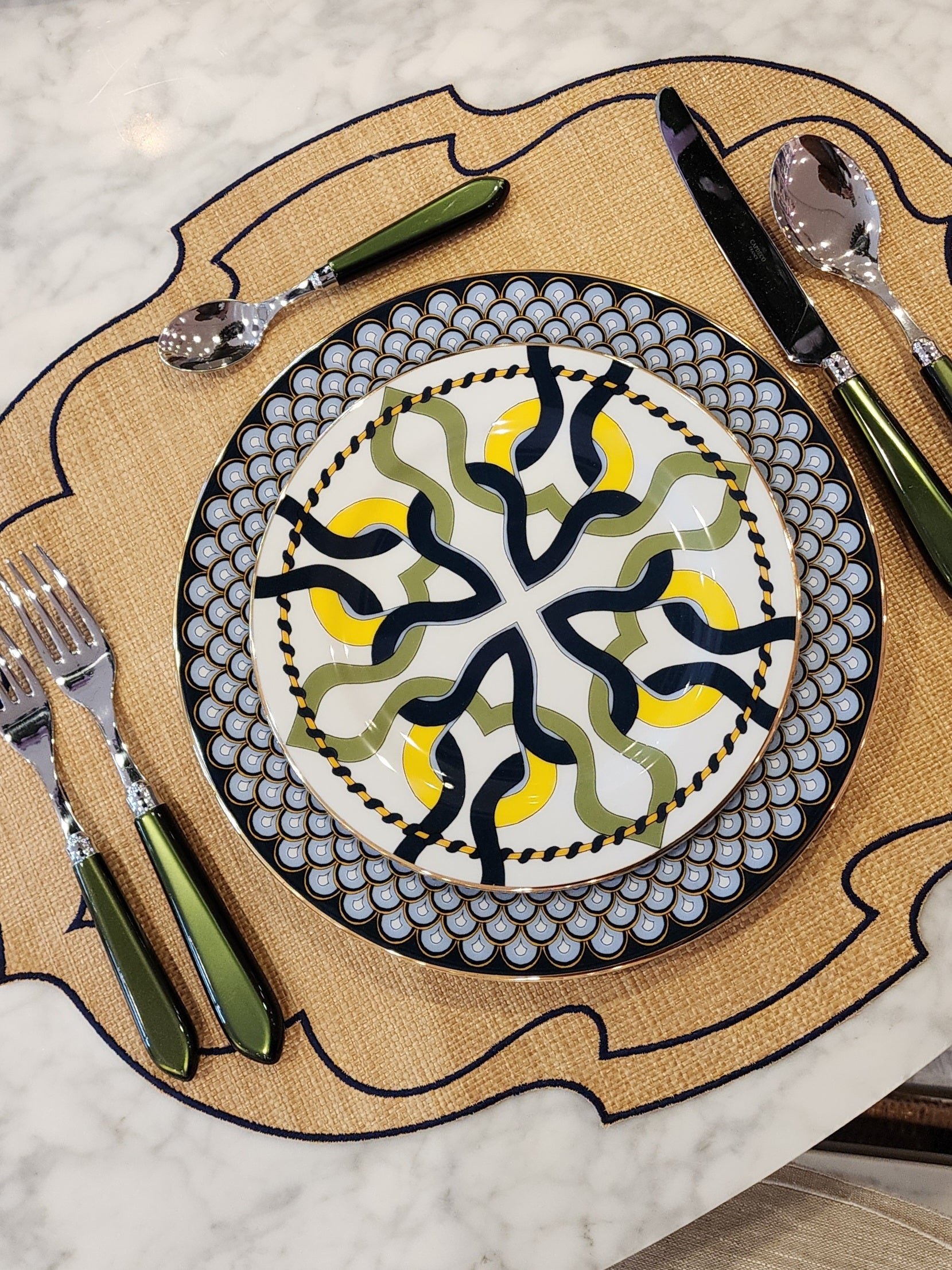 Parker Waxed Raffia Placemat, Navy
