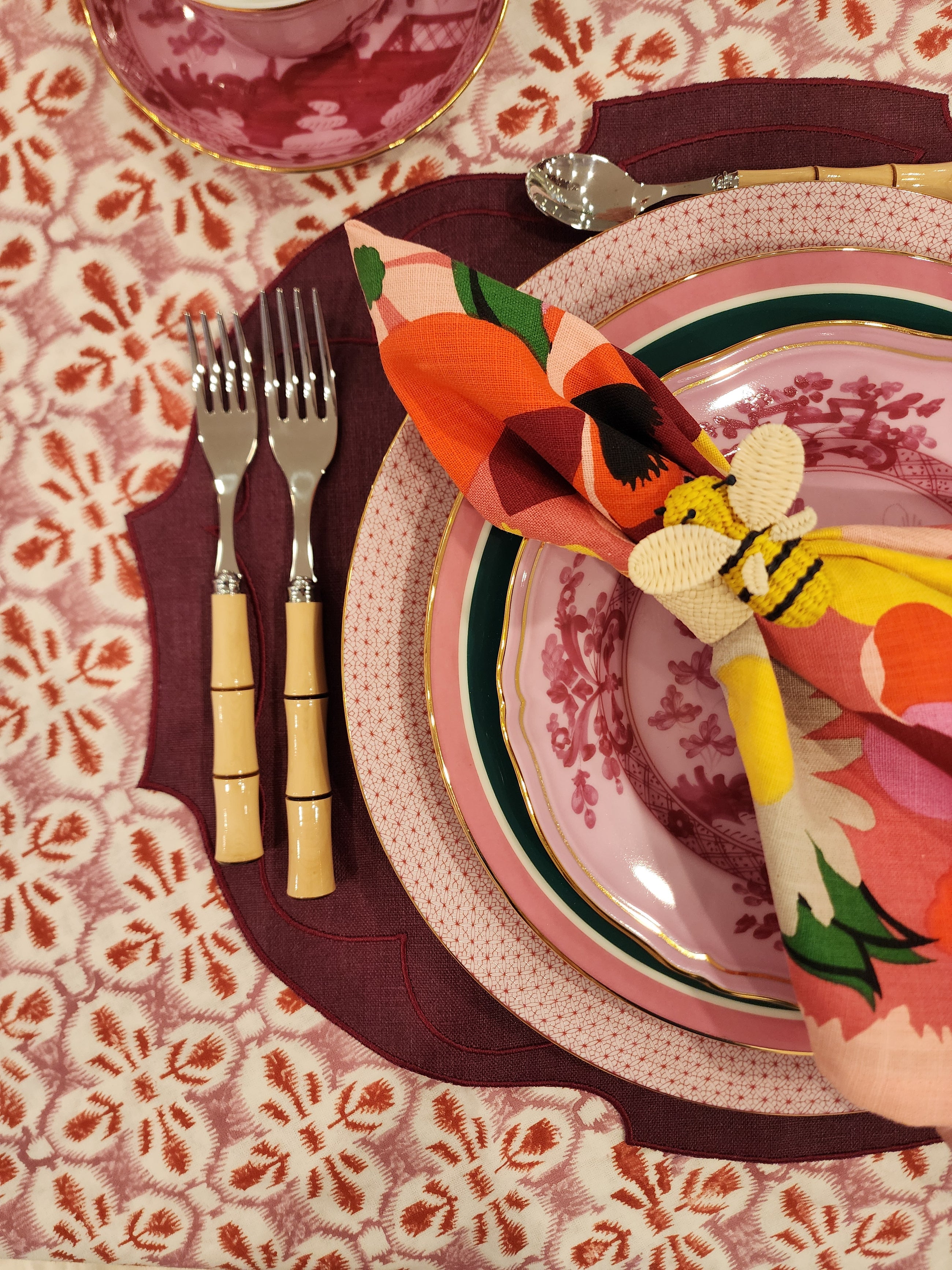 Parker Waxed Linen Placemat, Wine/Wine