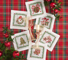 Xmas Trellis Cocktail Napkins, Set of 6