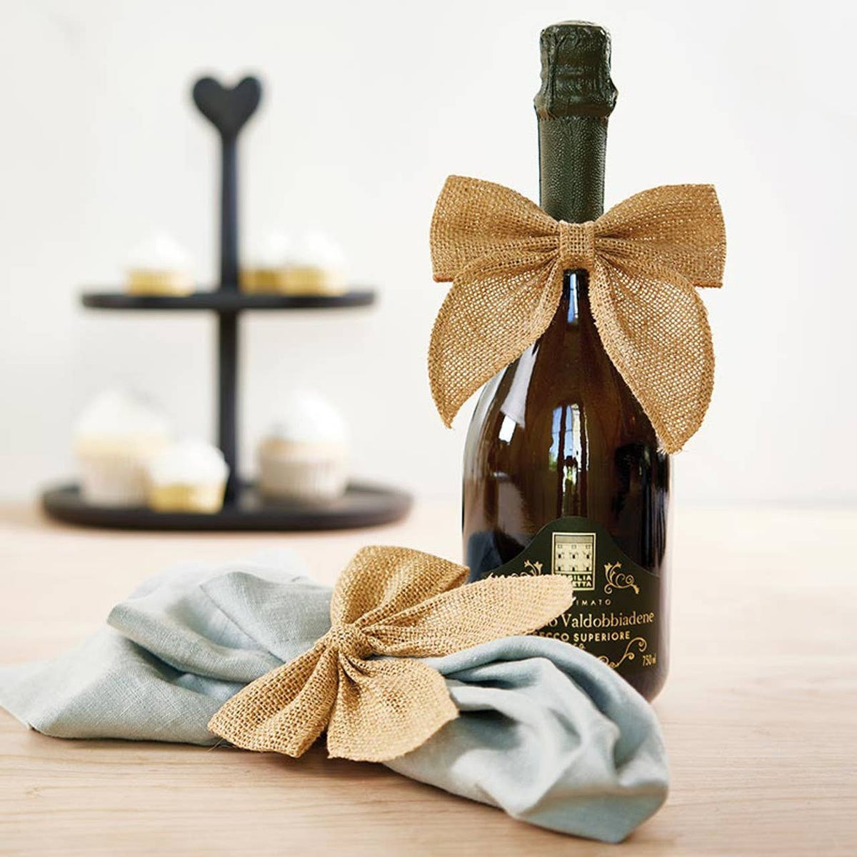 Burlap Bow Napkin Ties, Set of 4