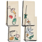 Salon Motif Embroidered Linen Napkins (Set of 4)