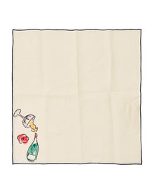 Salon Motif Embroidered Linen Napkins (Set of 4)