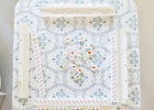 Blue Floral Trellis 53x53" Square Scalloped Edge