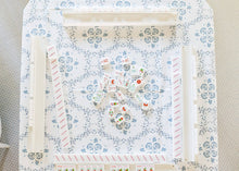 Blue Floral Trellis 53x53" Square Scalloped Edge
