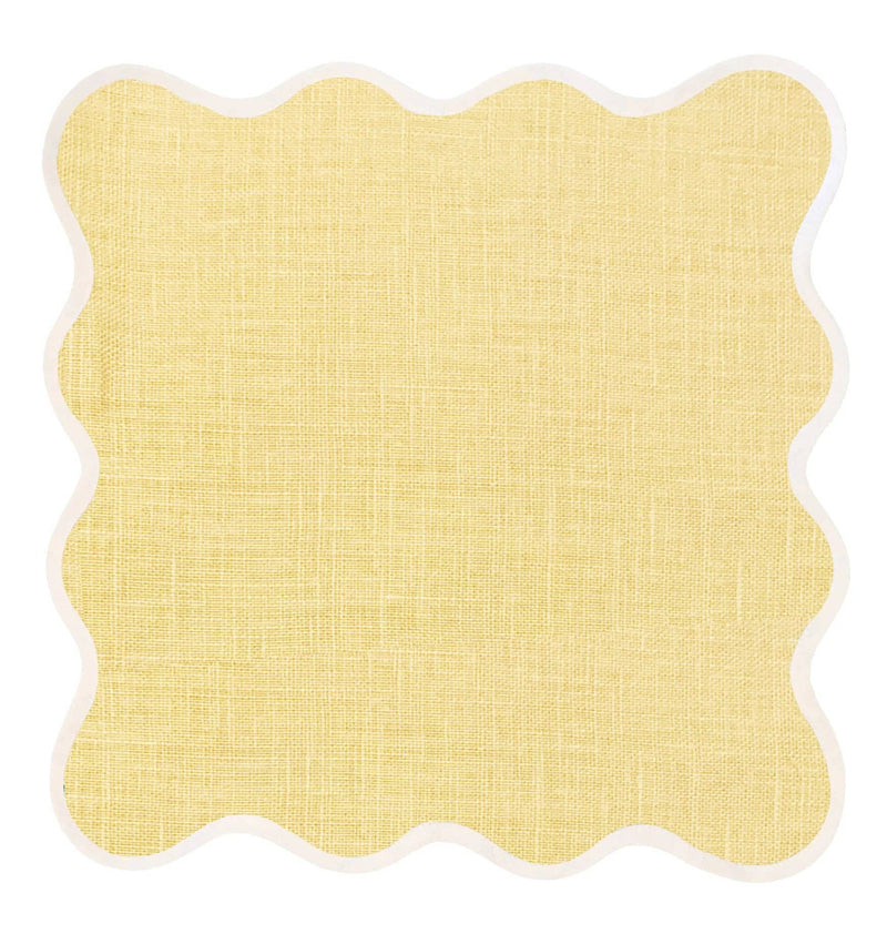 Yellow Linen Scalloped Napkins