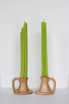 Celery Beeswax Candles, Pair