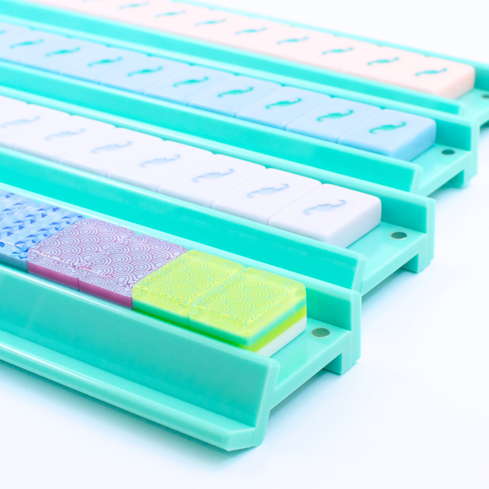 Turquoise Acrylic Mahjong Racks & Magnetic Pushers