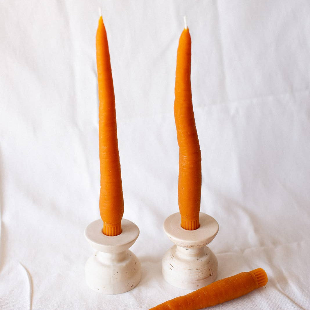Pair of Beeswax Carrot Candles