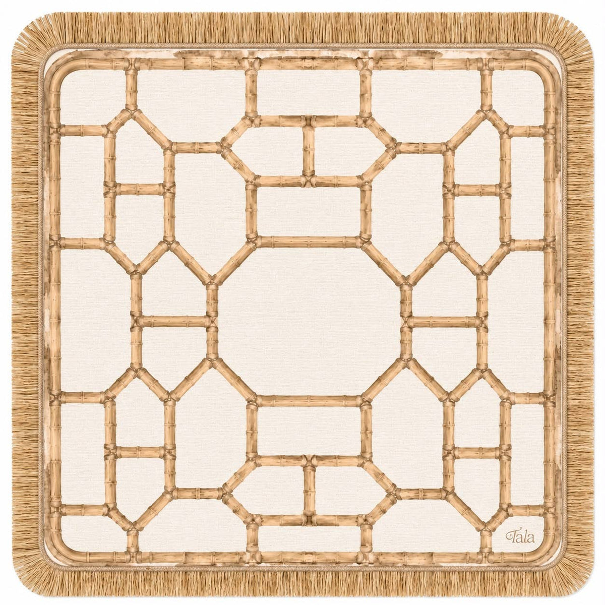 Veranda Mahjong Mat with Rattan Fringe