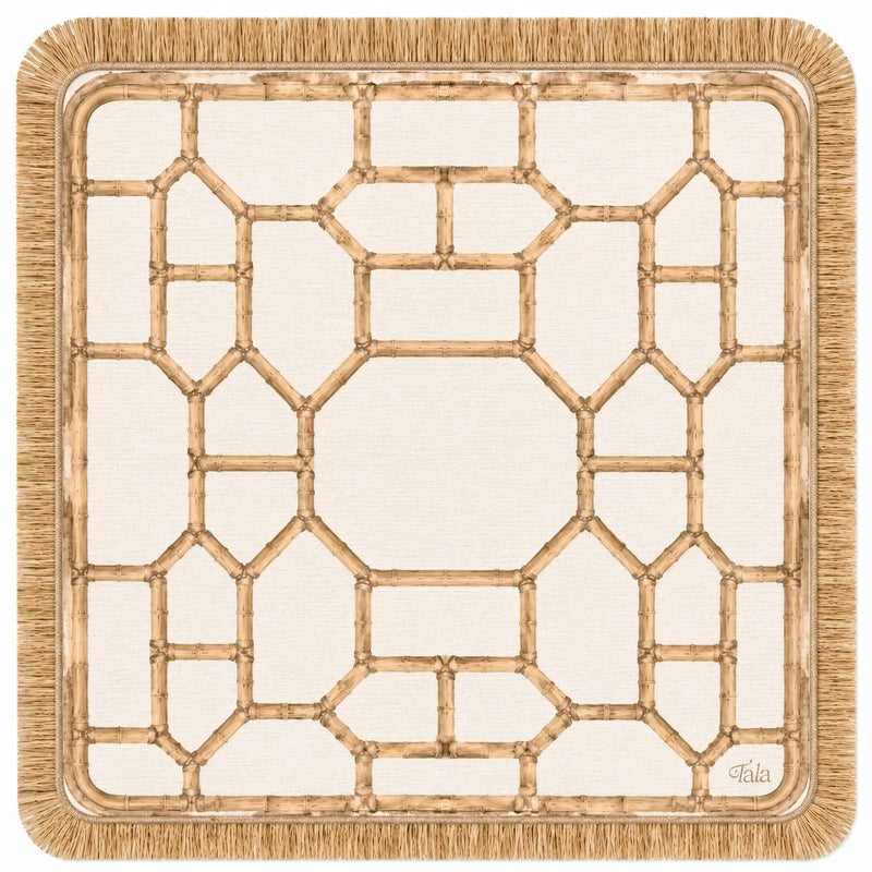 Veranda Mahjong Mat with Rattan Fringe