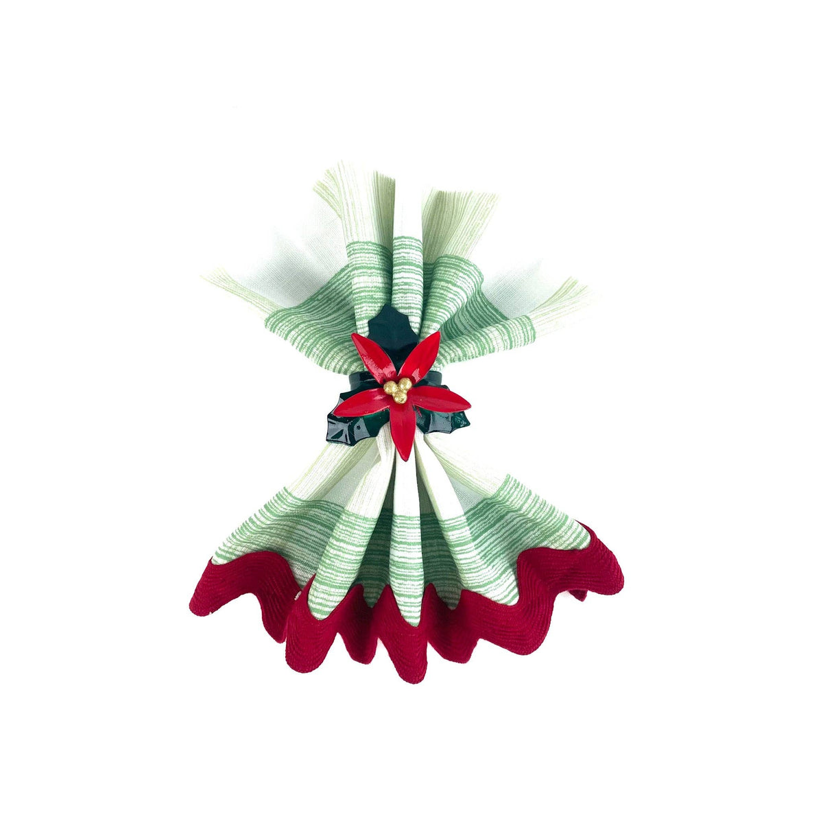 Metal Poinsettia Napkin Rings, Set of 4