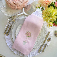 Pink Topiary Linen Towel