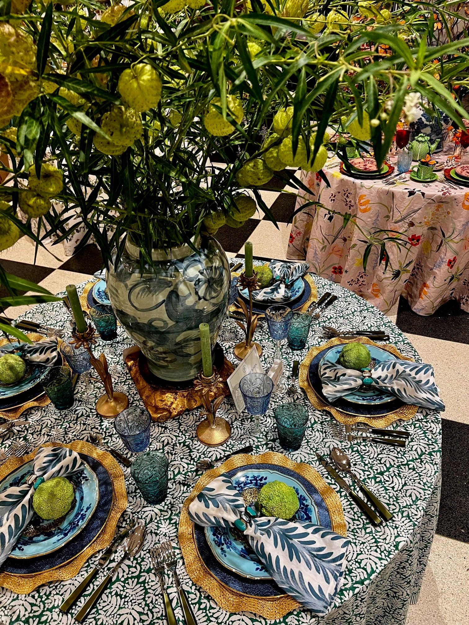 Set of 4 Ferns Napkins, Capri Blue