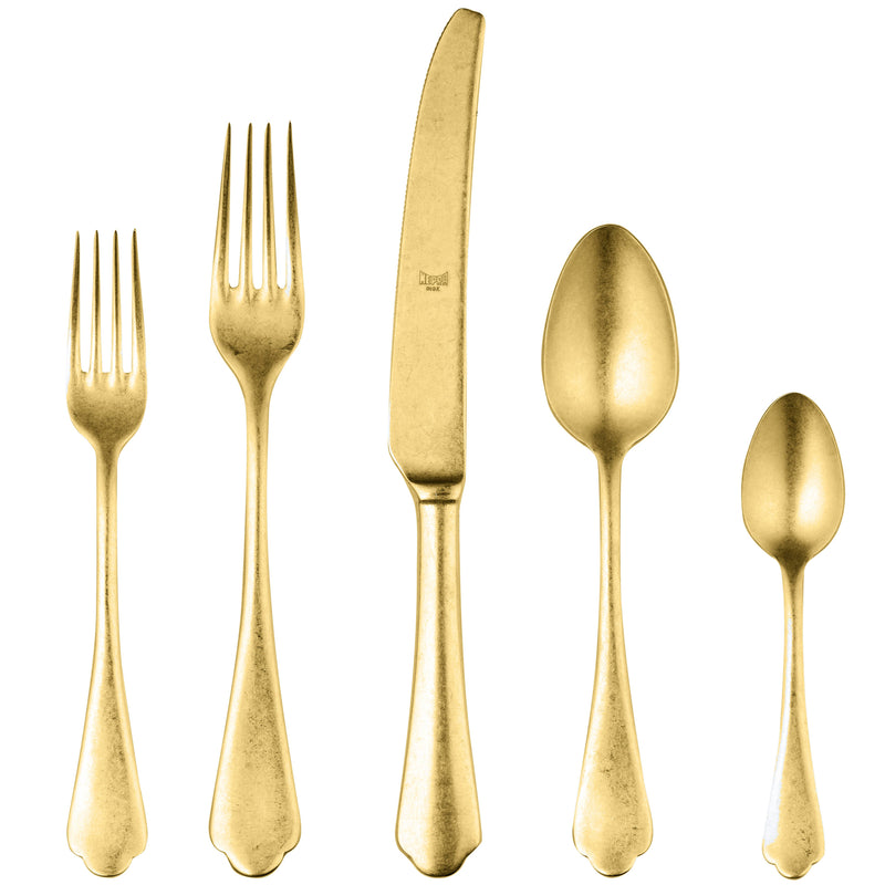 Dolce Vita Pewter Gold Flatware Set