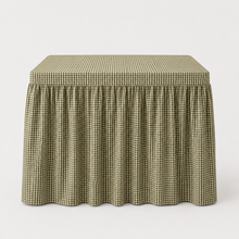 Skirted Game Tablecloth, Olive Mini Gingham