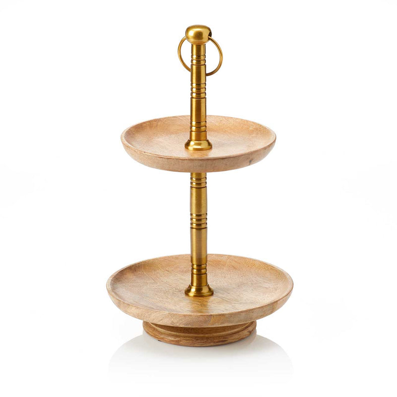 Two-Tiered Mango Wood Stand