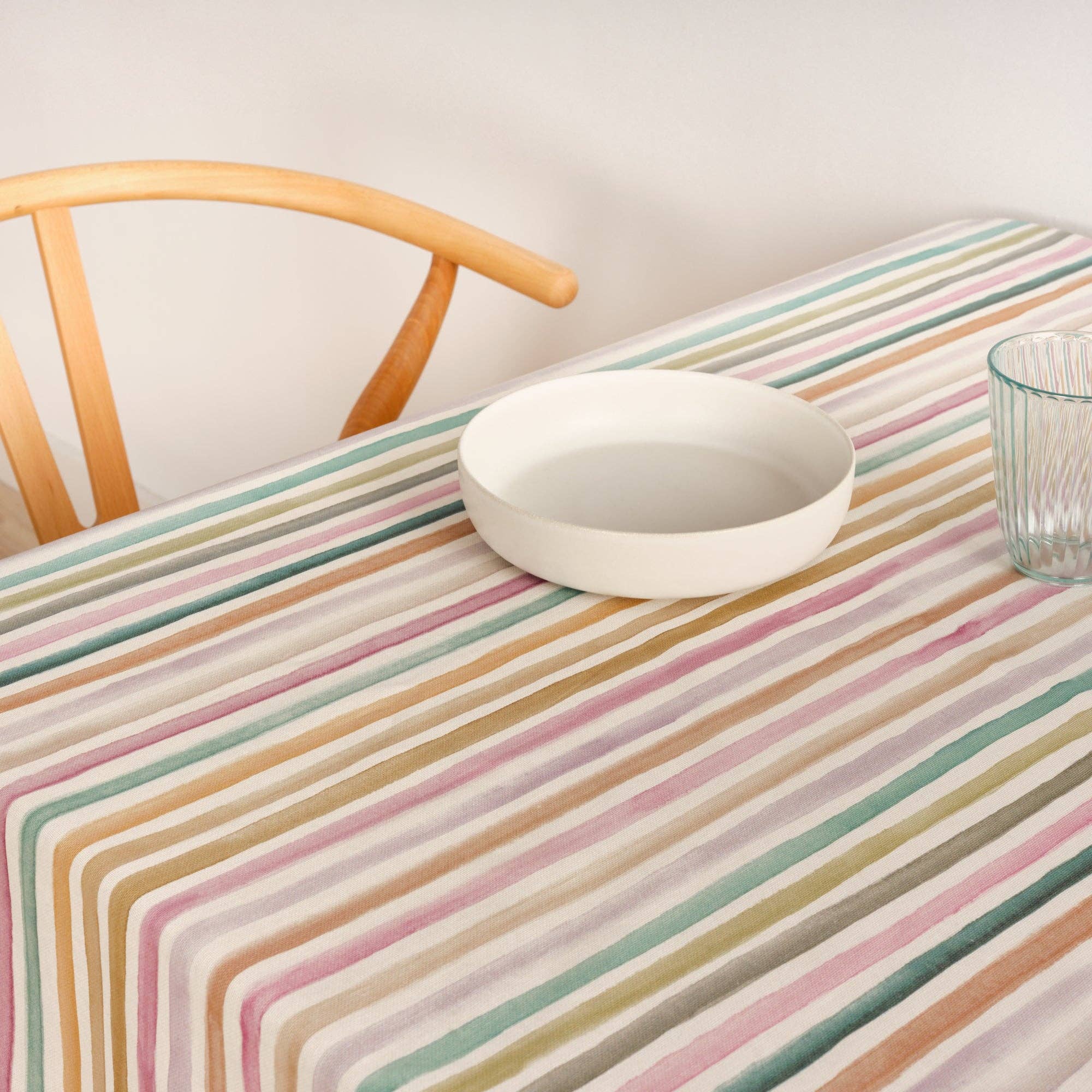 Summer Stripe 55x55" Coated Tablecloth