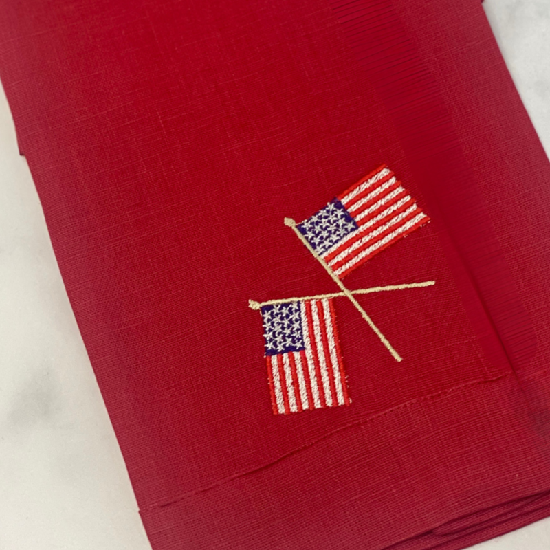 American Flags Red Linen Towel