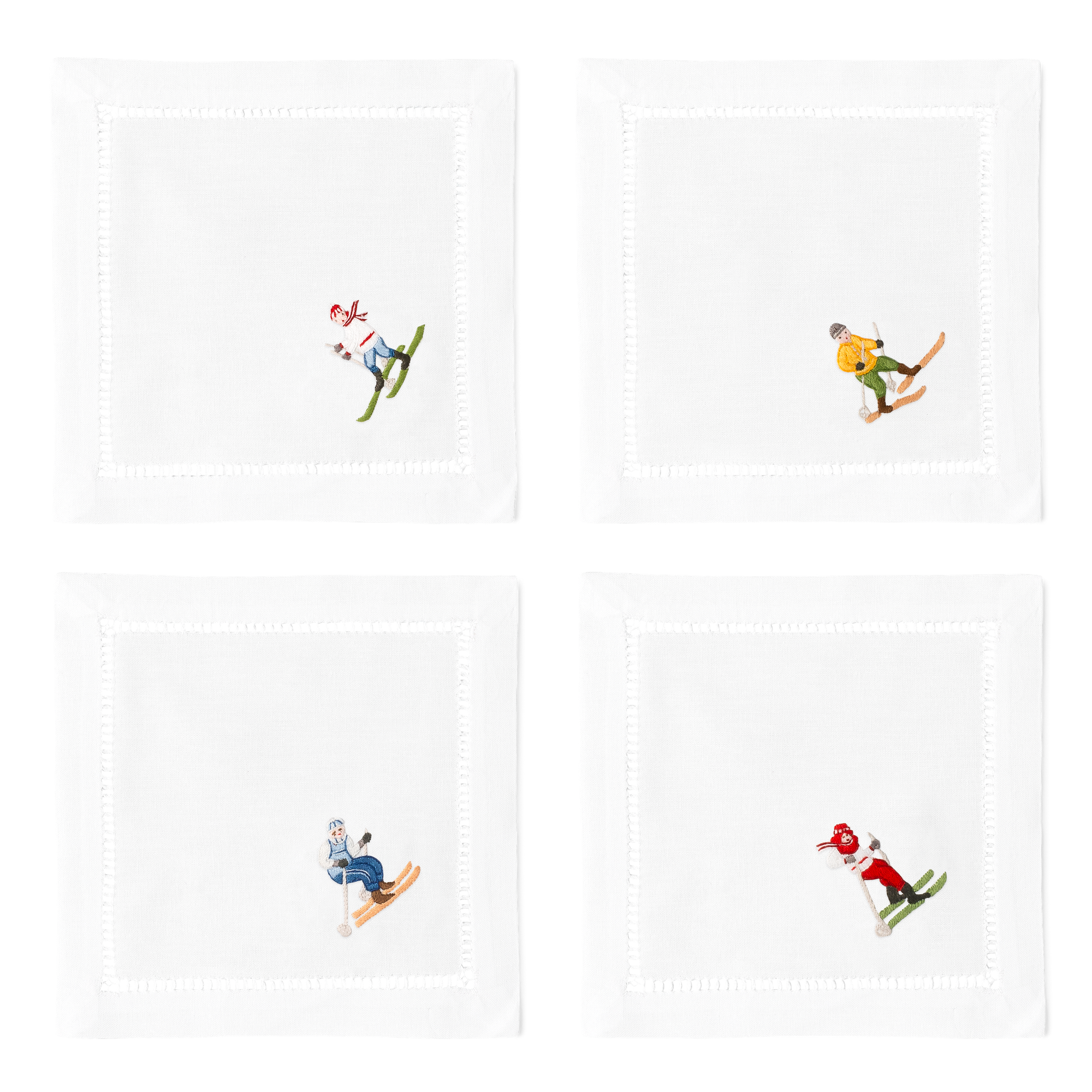 Skiers Cocktail Napkins | Mixed Set of 4