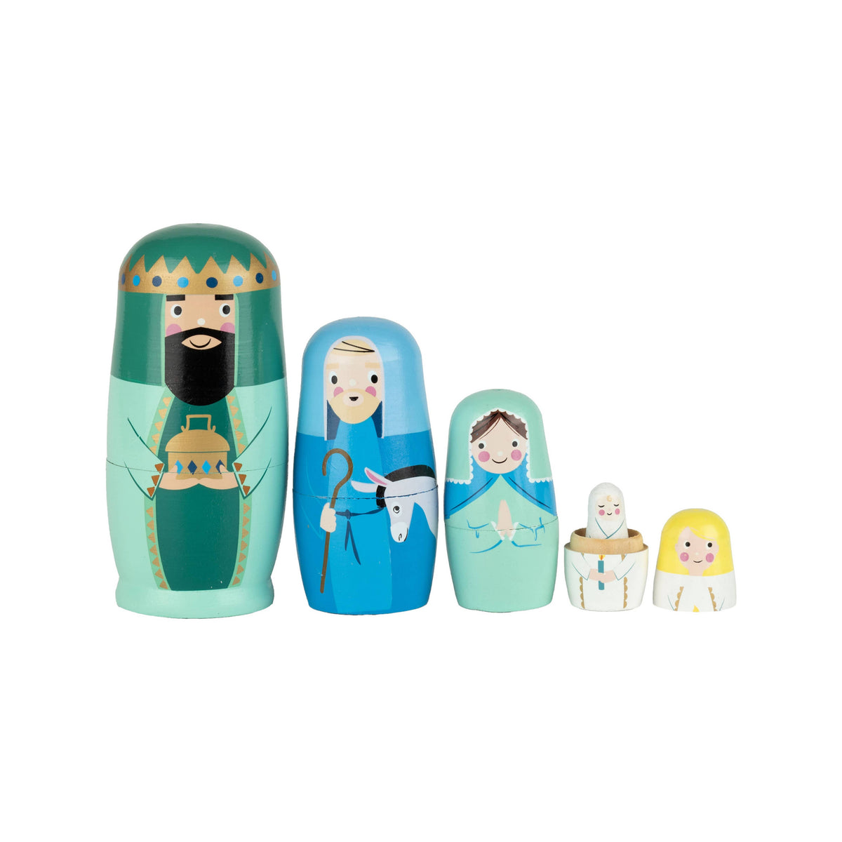 Wooden Nativity Nesting Dolls